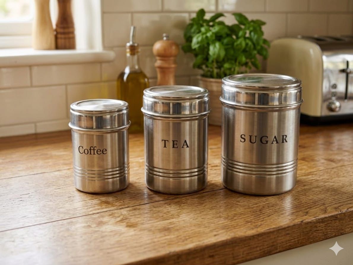 Indian Stainless Steel See through Trio Canister Dabba Set ...