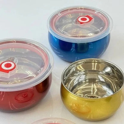 High quality stainless steel 3pcs container bowl set with airtight lid
