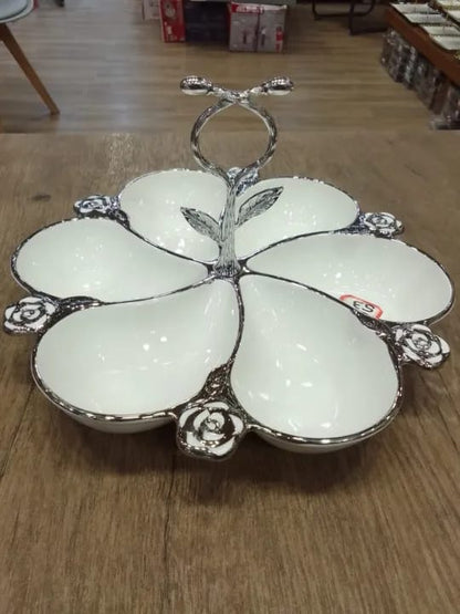 Round 6 Portion Tray, Ceramic Trays, Serving Trays, Portion Trays, Trays For Dry fruits 1 Pieces