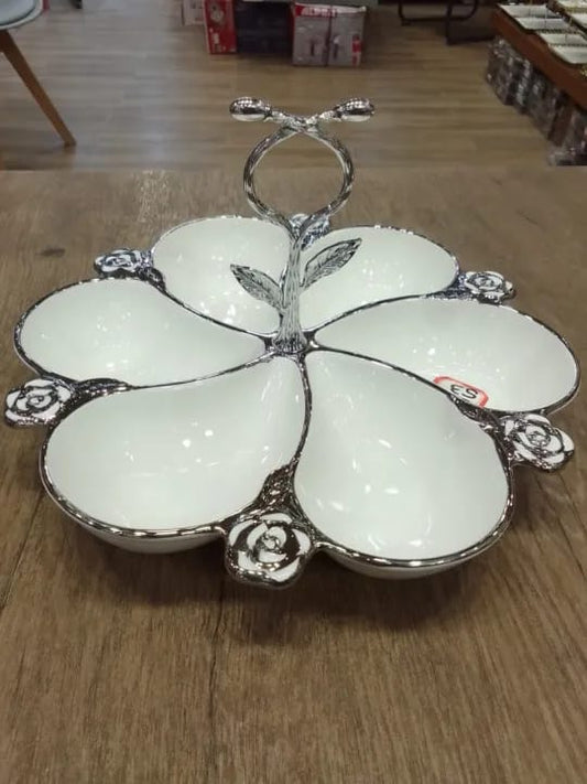 Round 6 Portion Tray, Ceramic Trays, Serving Trays, Portion Trays, Trays For Dry fruits 1 Pieces