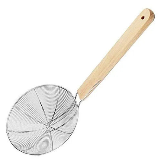 Stainless Steel Flair Frying Strainer with wooden handle