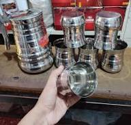 Jug with Water Glass Set Heavy Stainless Steel silver touch