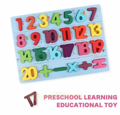 Wooden Shapes and Numbers Puzzle Hand Grab Boards Toys Children Educational Montessori Toys (Copy)