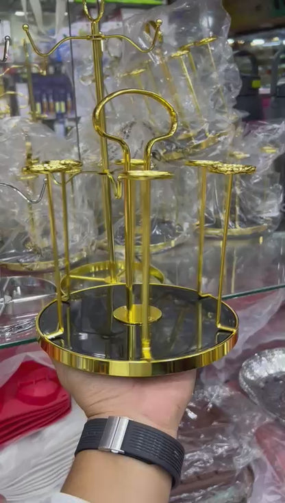 Glass Holder Rotating Golden Luxury