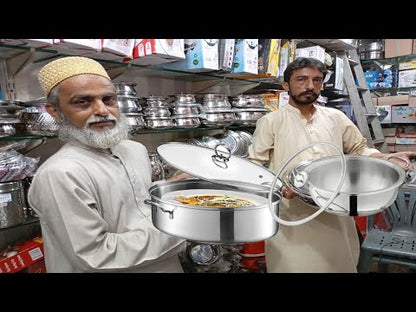 Alpha Stainless Steel Lagan Fish pot Flat Karahi 6 Sizes