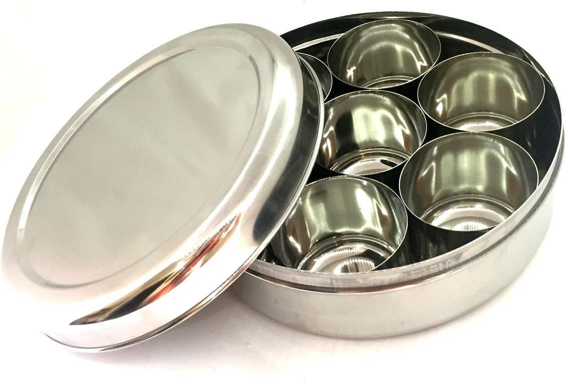 Premium Stainless steel spice box with Steel lid