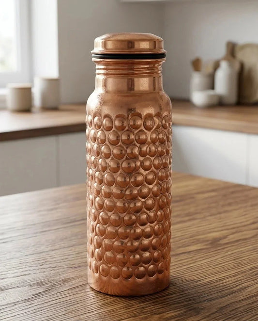 Pure Copper Hammered Water Bottle in Pakistan – Handmade Tamba Bottle | Leak Proof | hshome.pk