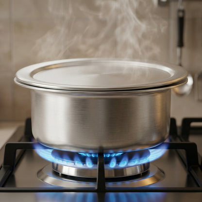 Heavy silver aluminium lagan with lid for biryani